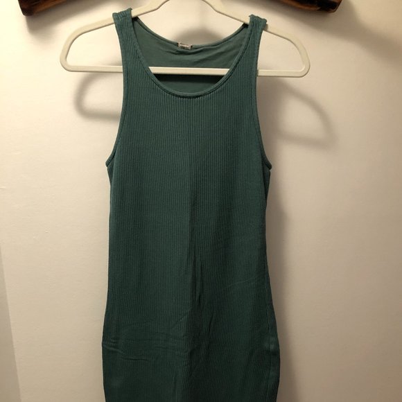 MONROW Rib Midi Dress | Green | Medium - Picture 5 of 7